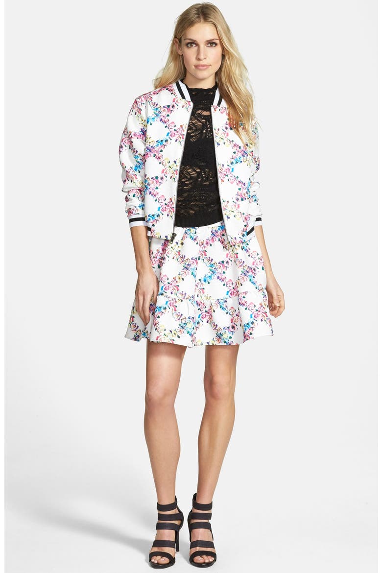 Floral Baseball Bomber, Alternate, color, IVORY FLORAL PRINT