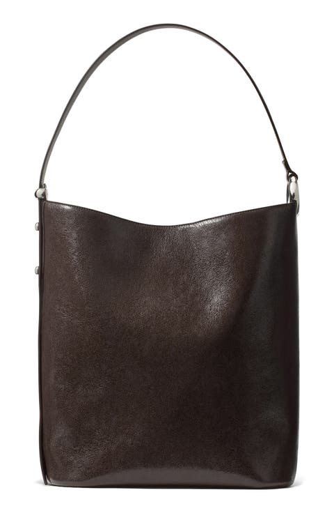 halo glazed large leather bucket bag