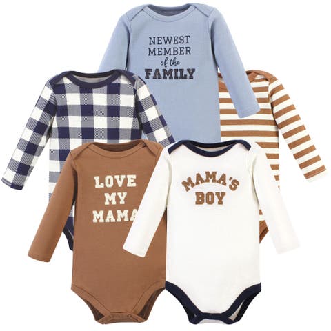 Five-Piece Collection of Long-Sleeve Cotton Bodysuits