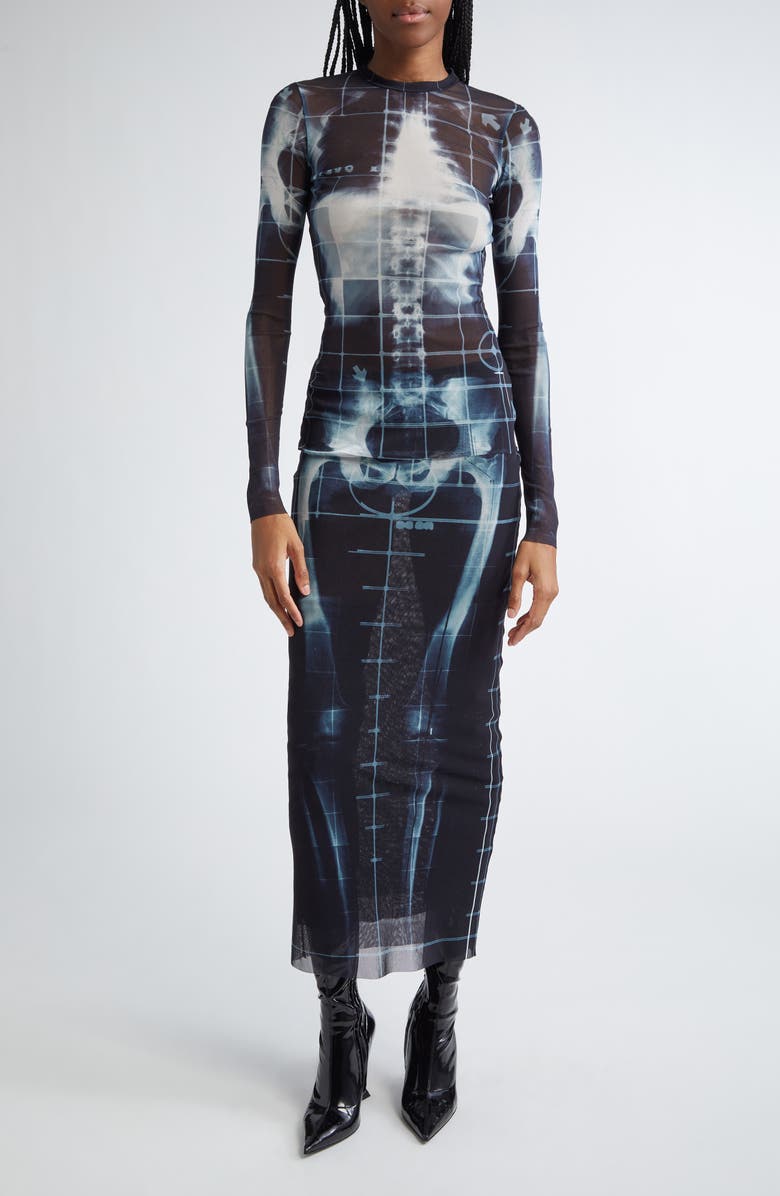 Jean Paul Gaultier Squeletor Print Tulle T-Shirt, Alternate, color,