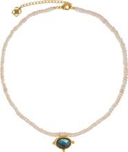 Ottoman Hands Sorel Pearl and Labradorite Beaded Necklace