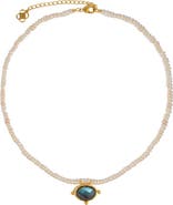Ottoman Hands Sorel Pearl and Labradorite Beaded Necklace