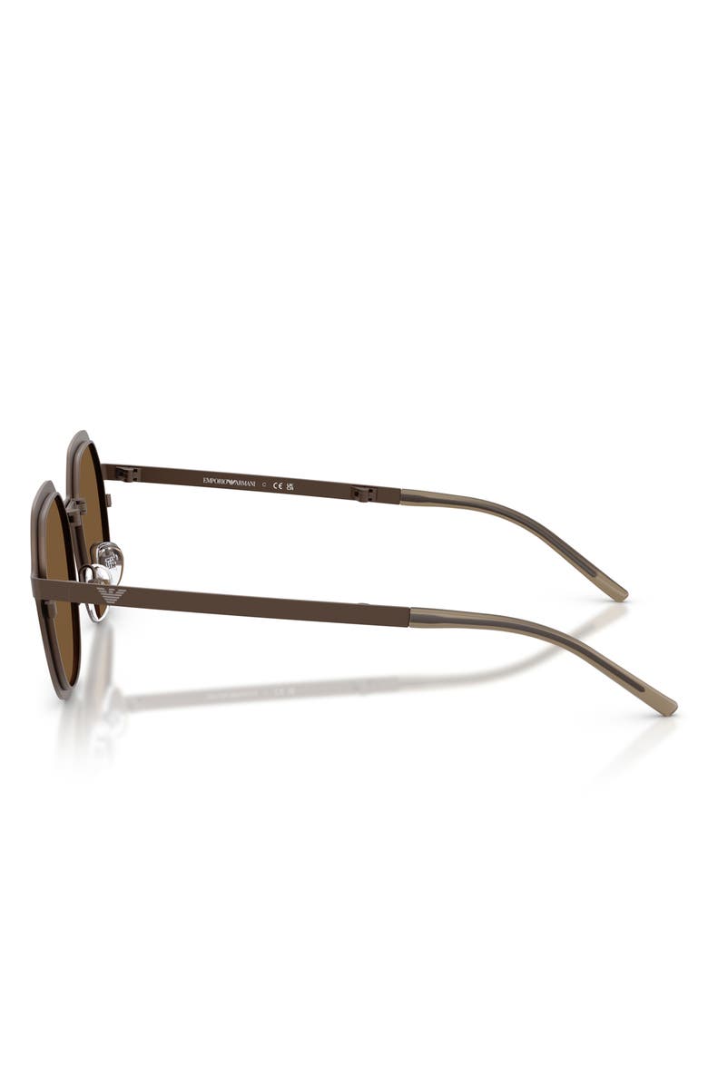 Emporio Armani 51mm Round Sunglasses, Alternate, color, Matte Bronze / Brown