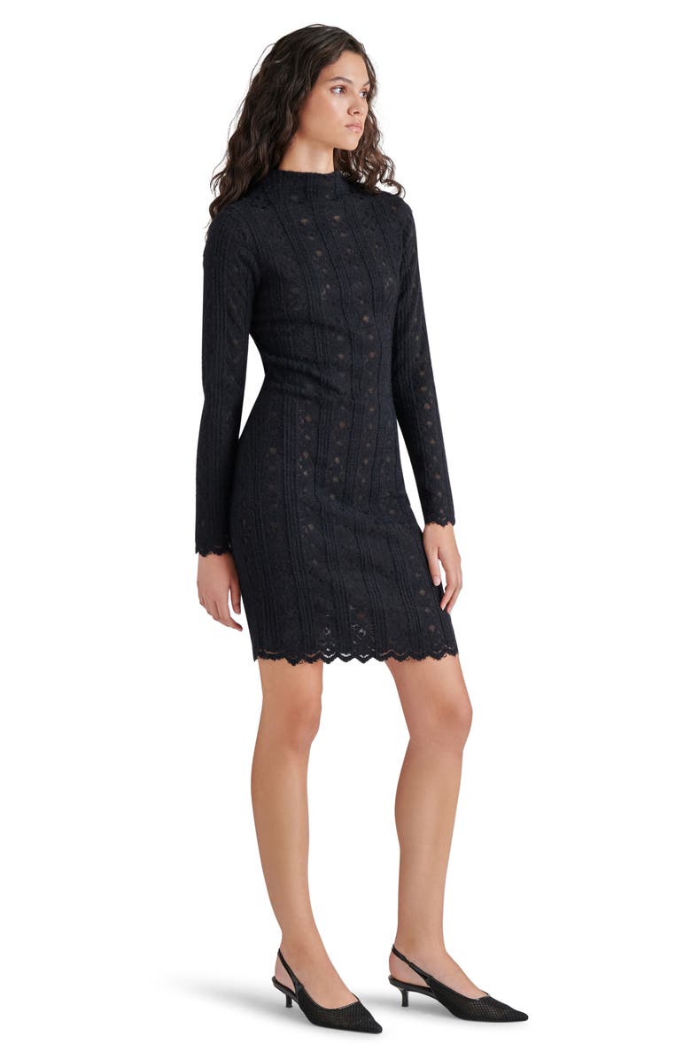 Steve Madden Nafia Lace Long Sleeve Sweater Dress, Alternate, color, Black