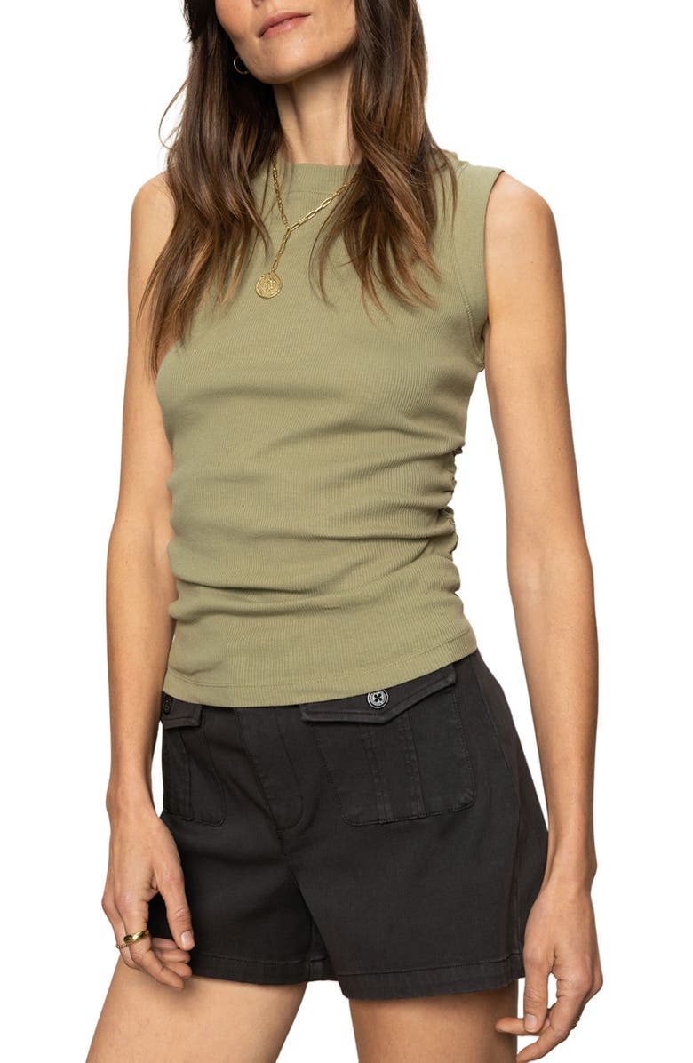 Sanctuary Ruched Rib Tank, Alternate, color, Sage
