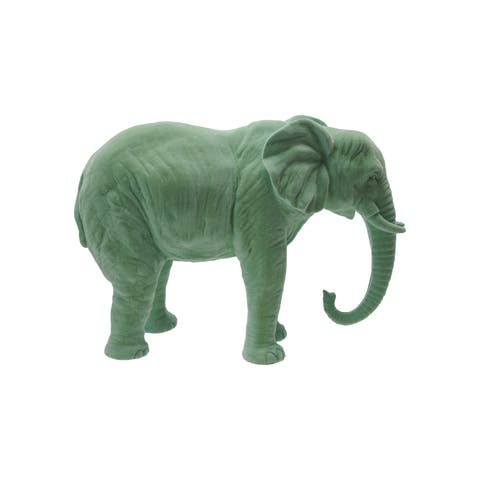 Flocked Resin Elephant, Mint Color