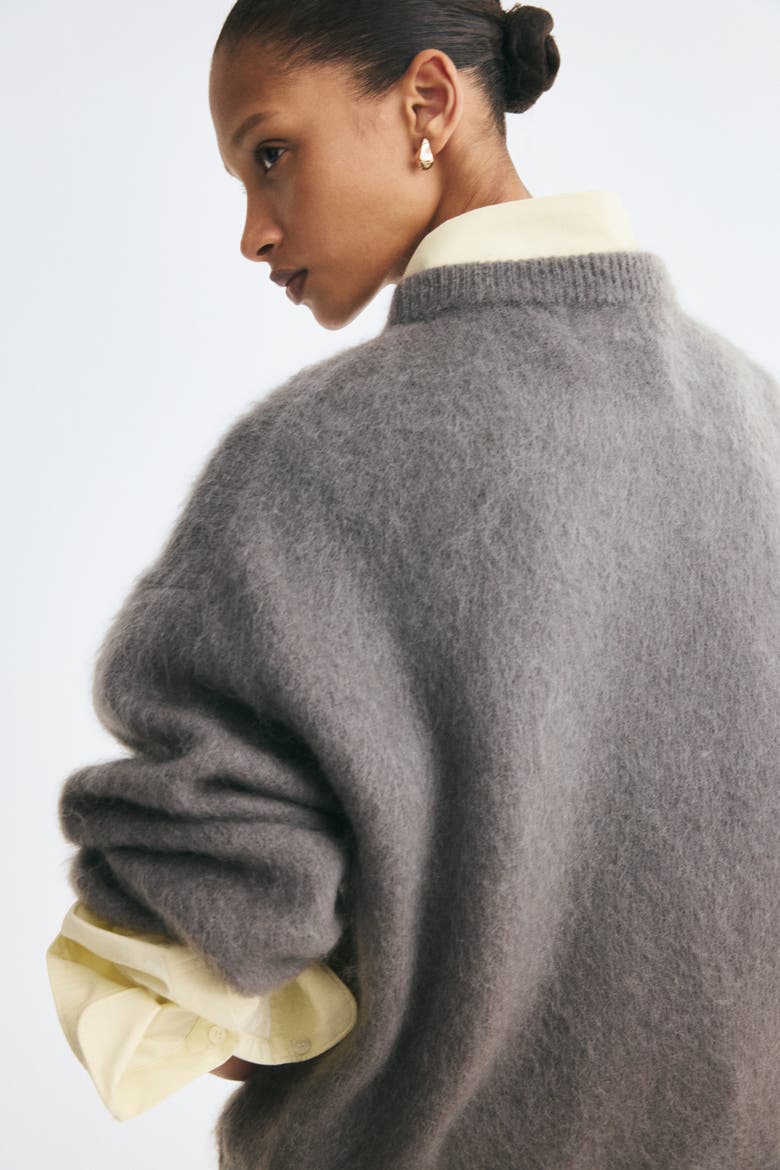 Oversized Mohair-Blend Sweater, Alternate, color, Dark dusty gray