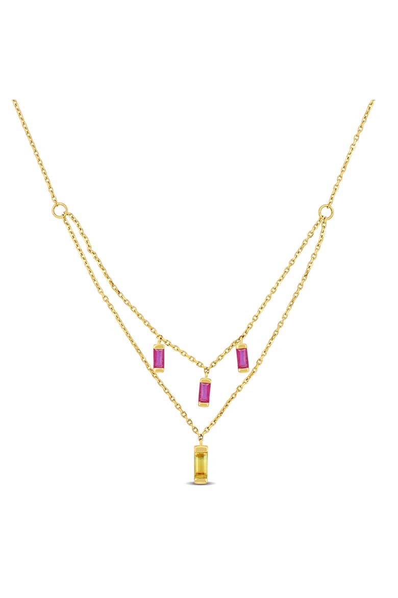 Yellow Sapphire & Ruby Layered Necklace 10k, Main, color, Yellow Gold