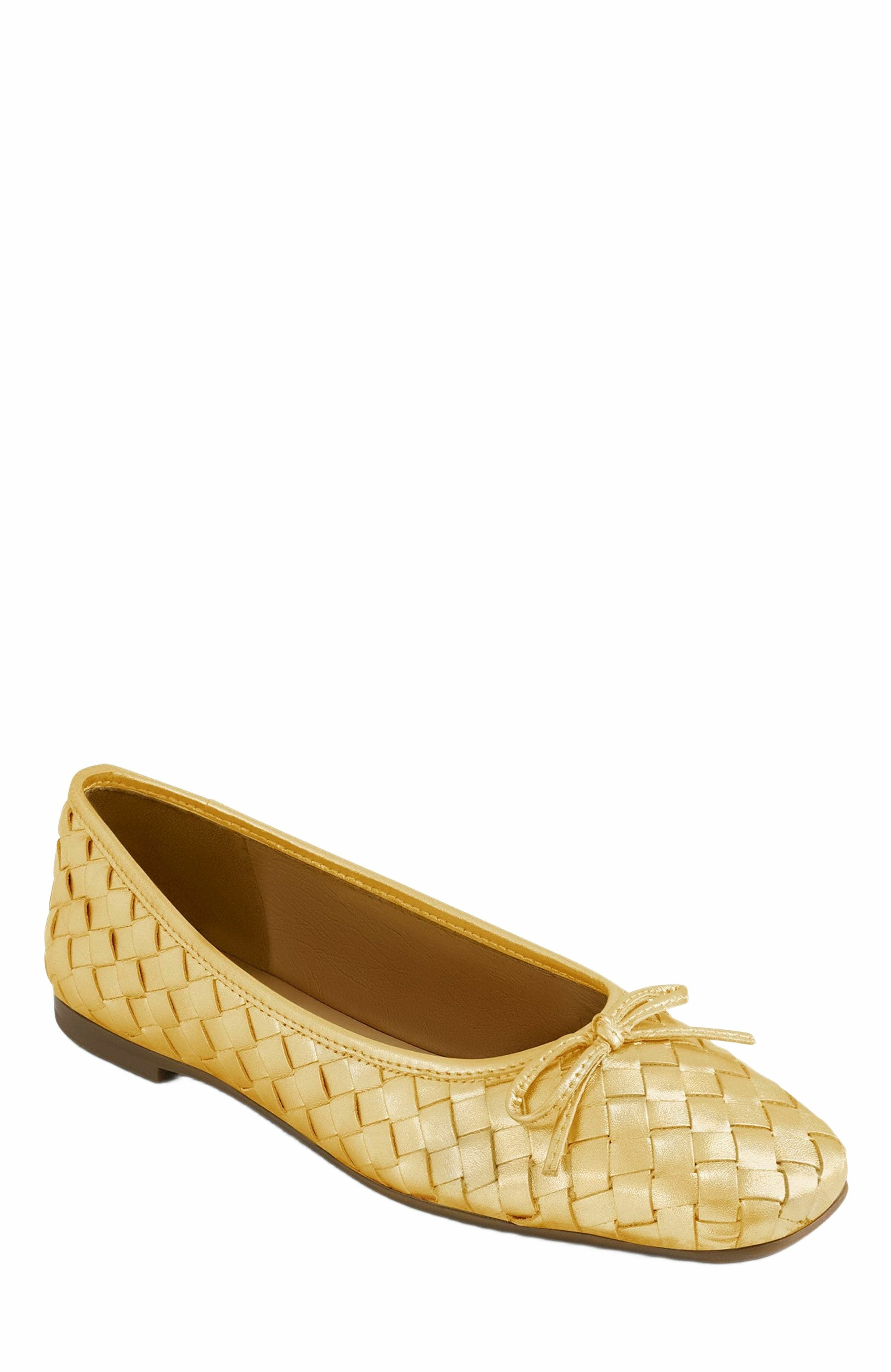 Bernardo Footwear Gwynn Woven Ballet Flat, Alternate, color, Gold