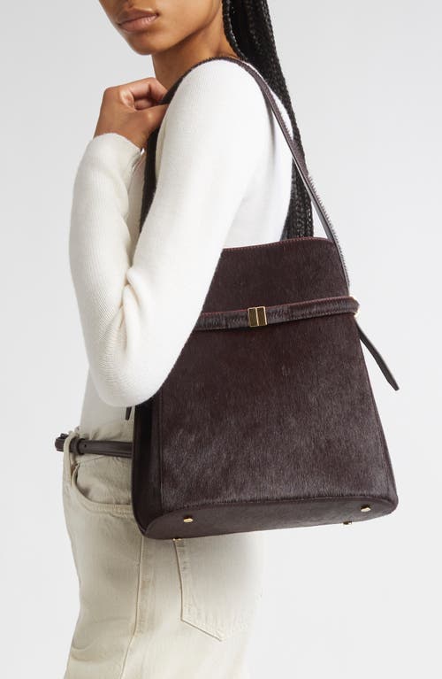 Totême Toteme Belted Genuine Calf Hair Bucket Bag In Orange