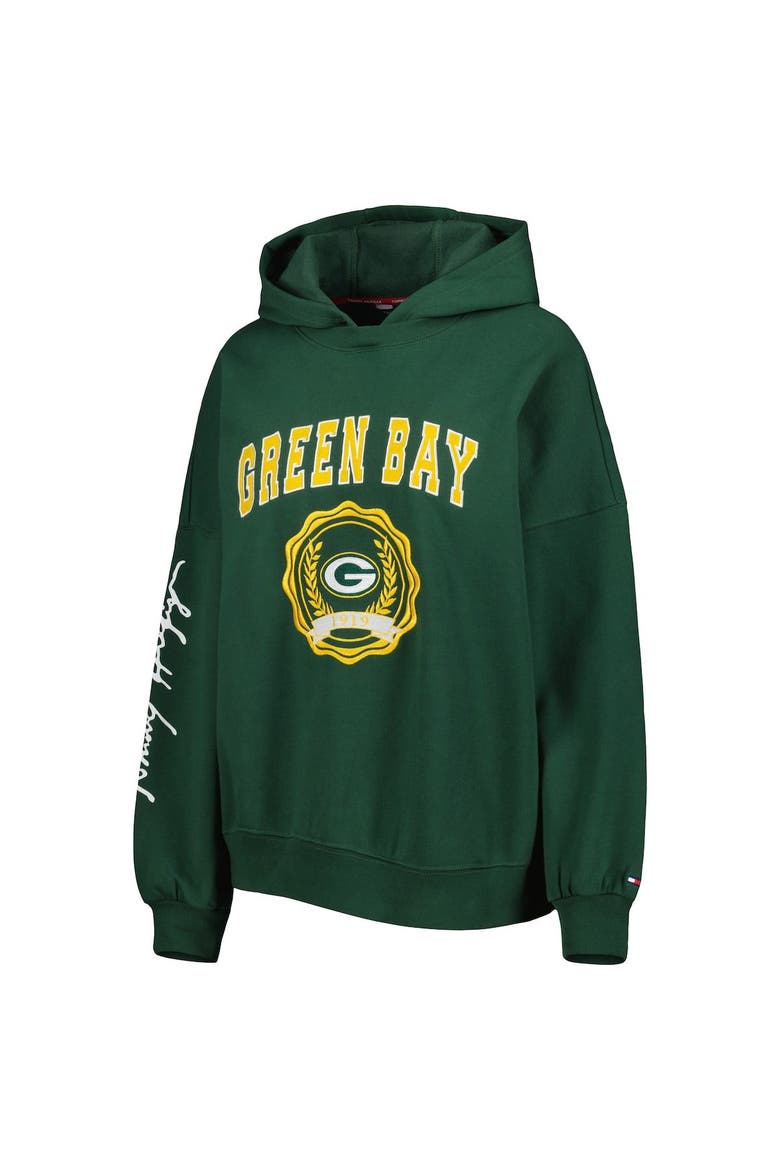 Women's Tommy Hilfiger Green Green Bay Packers Becca Drop Shoulder Pullover Hoodie, Alternate, color, Green