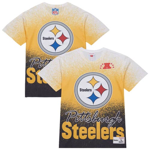 Mitchell & Ness White Pittsburgh Steelers Team Burst Vintage Logo T-shirt In Multi
