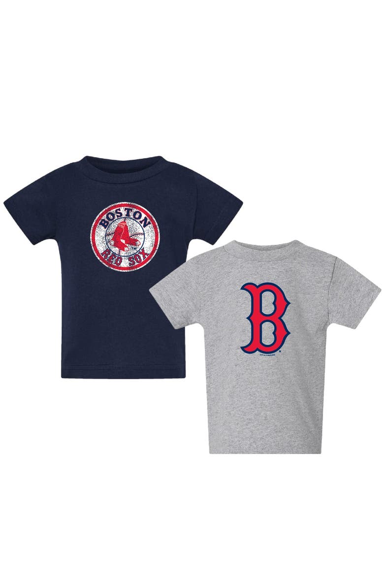 Toddler Soft as a Grape Heather Gray/Heather Gray Boston Red Sox Cooperstown Collection Two-Pack T-Shirt Set, Main, color, Heather Gray