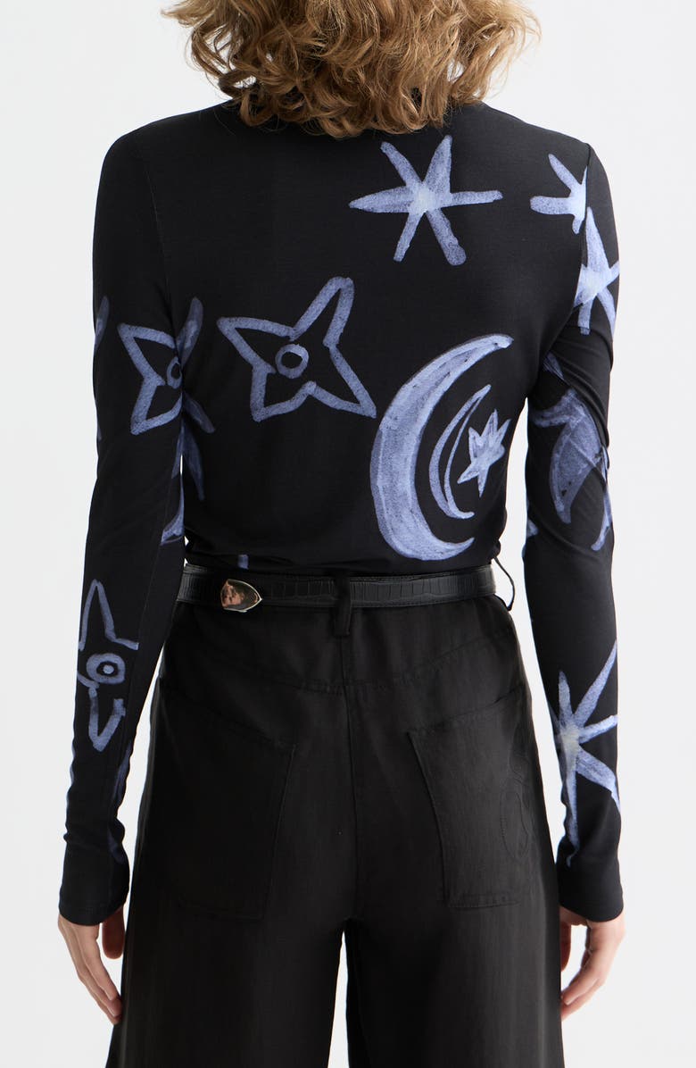 Scotch & Soda Print Long Sleeve T-Shirt, Alternate, color, Cosmic Sky Spaced Carbon