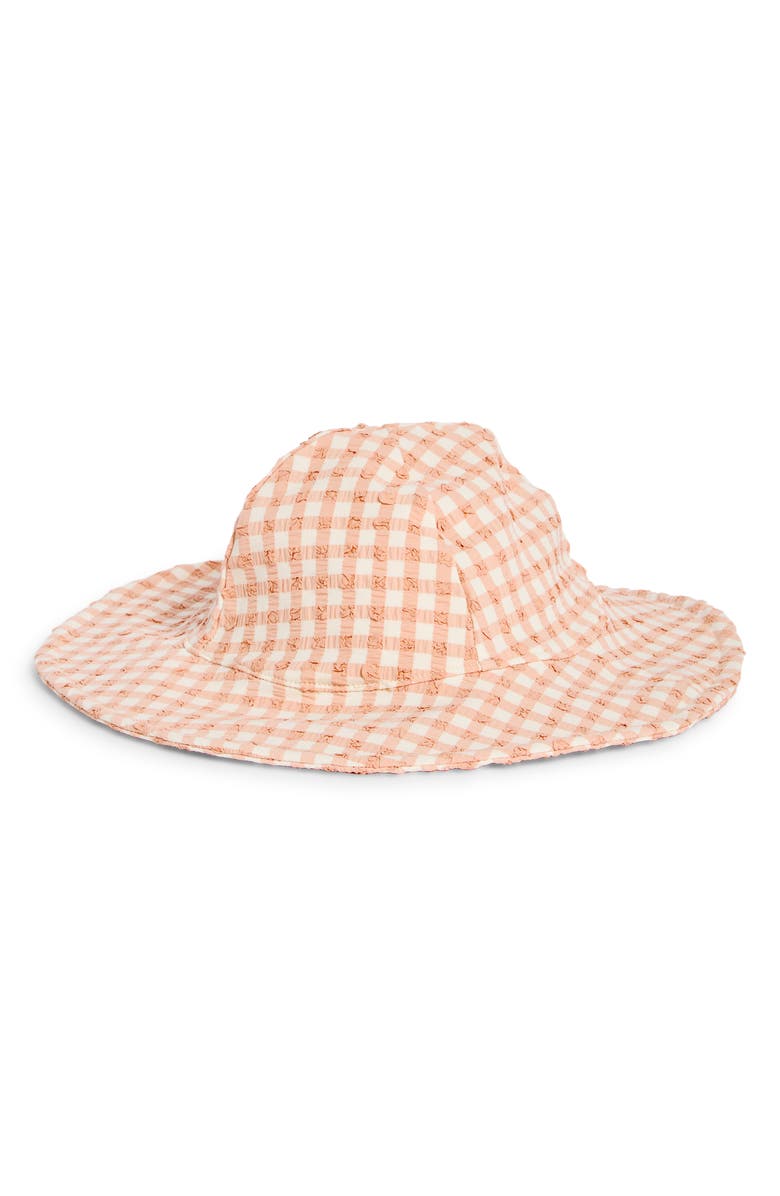 QUINCY MAE Gingham Sun Hat, Main, color, Melon