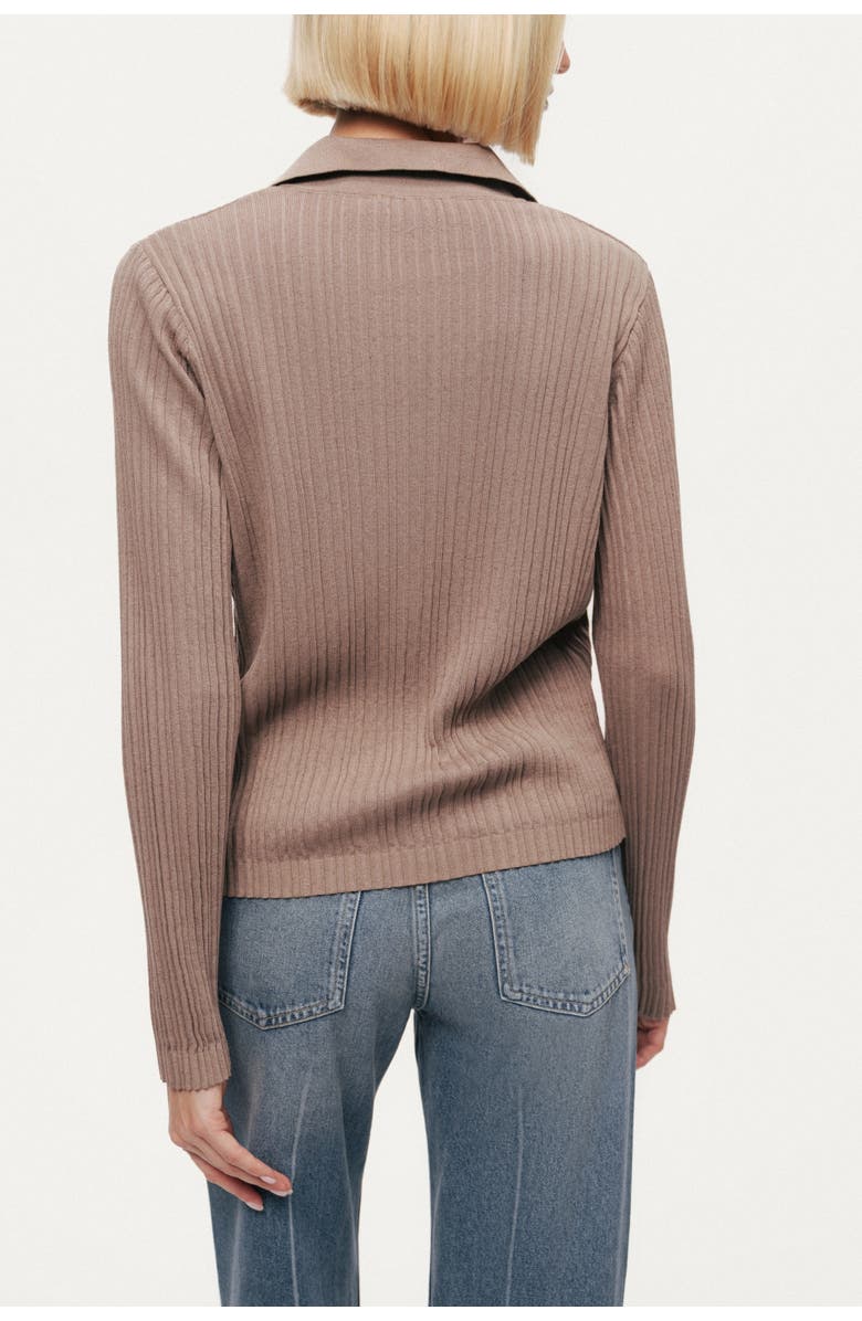 Nocturne Ribbed Polo Knit Sweater, Alternate, color, Mink