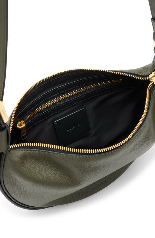 Allsaints Half Moon Leather Crossbody Bag In Green