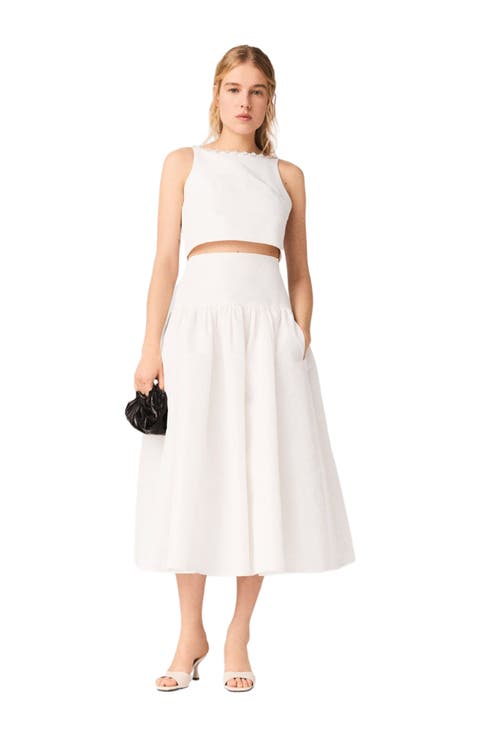 Jewelled Collar Taffeta Crop Top