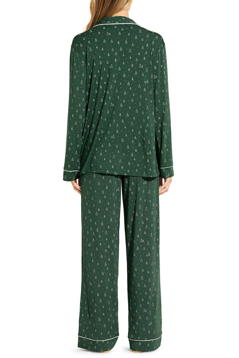 Gisele Printed Long Pajamas, Alternate, color, WINTERPINE FOREST GREEN/ IV