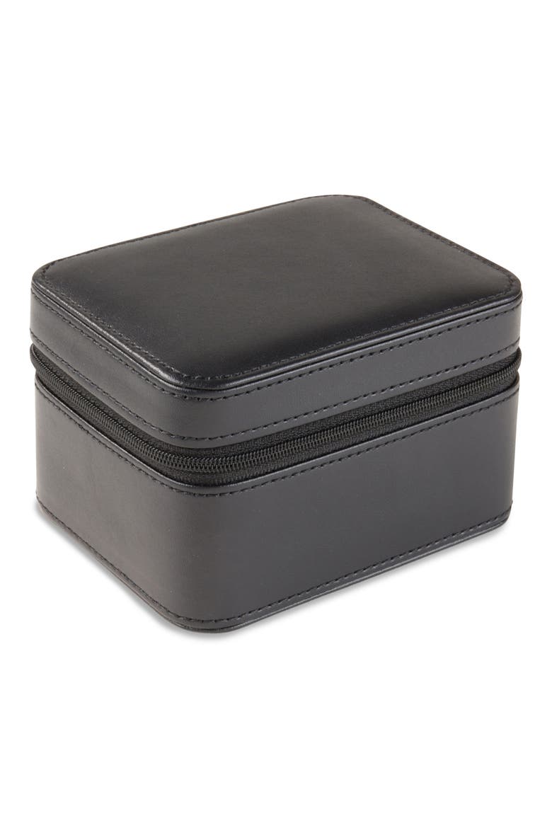 Matteo Leather Watch Case, Main, color, BLACK