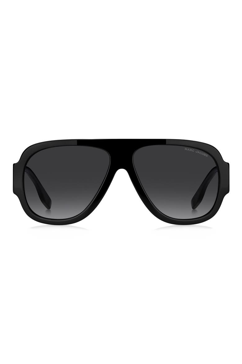 59mm Gradient Pilot Sunglasses, Main, color, BLACK