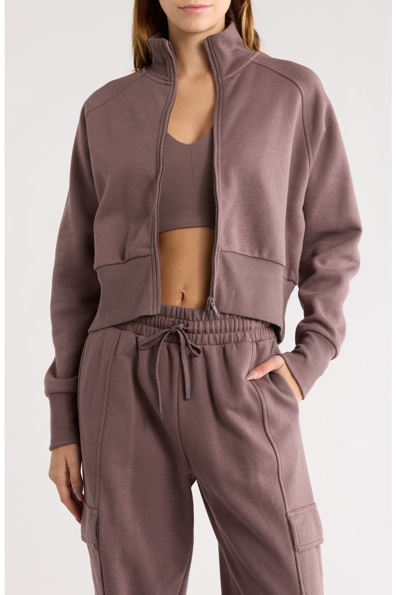 Feather Fleece Track Jacket, Main, color, GREY PLUM