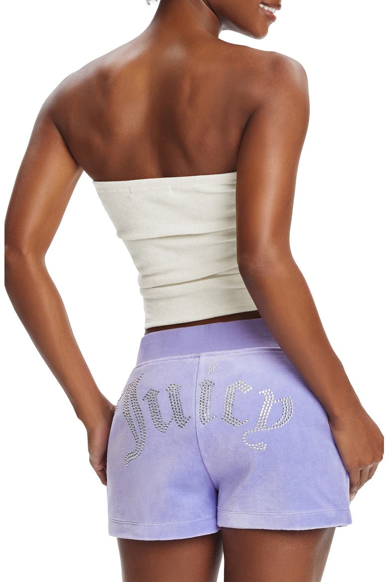 Rhinestone Logo Ruched Tube Top, Alternate, color, CREAM SODA