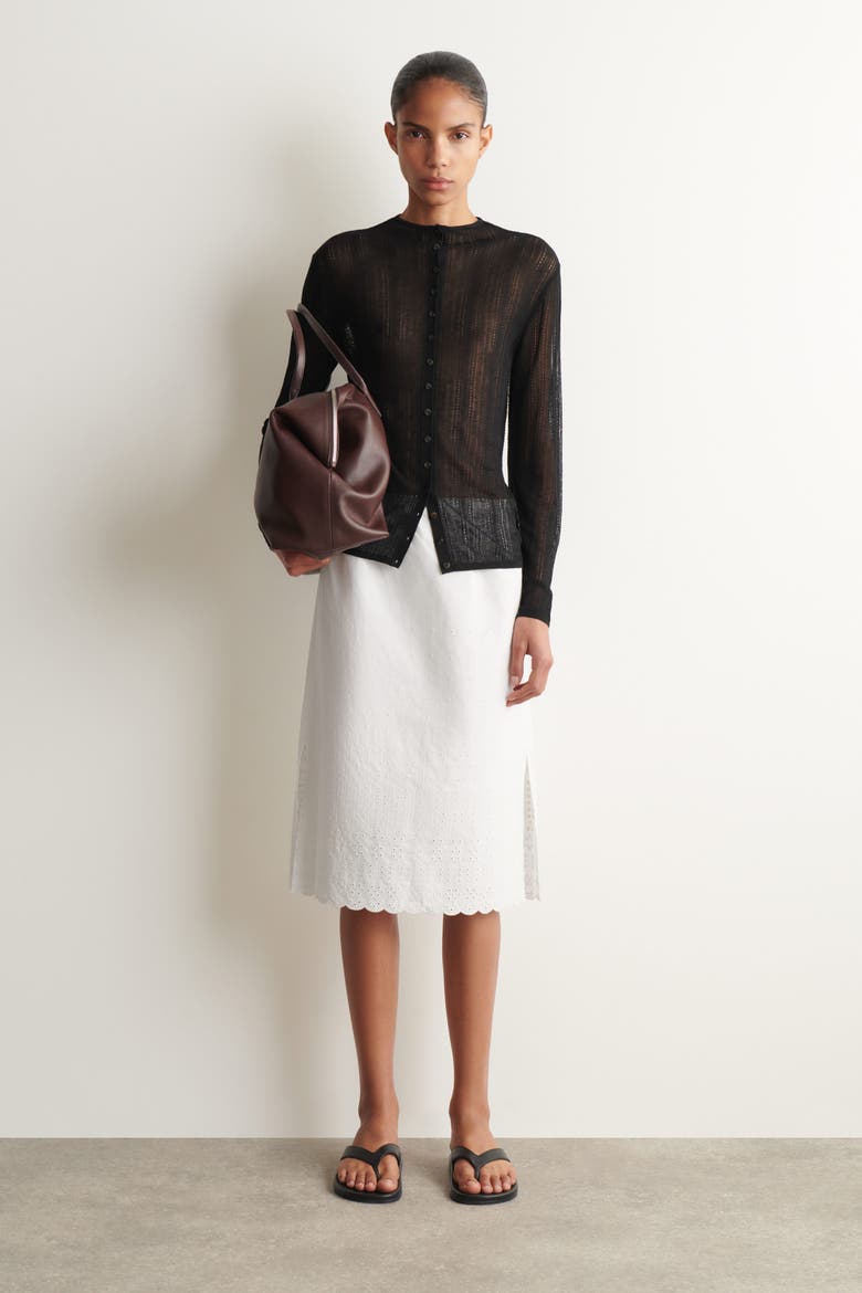 Diamond Knit Lace Cardigan, Alternate, color, BLACK