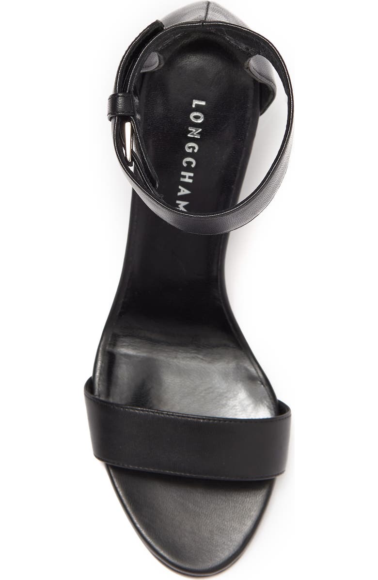 Longchamp Leather Ankle Strap Block Heel Sandal, Alternate, color,