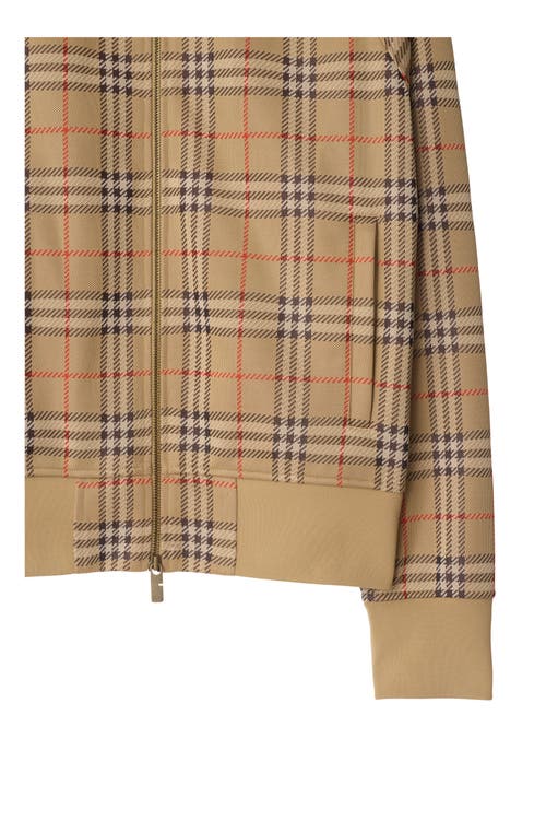 Burberry Beige Sweatshirt With Check Motif In Jacquard