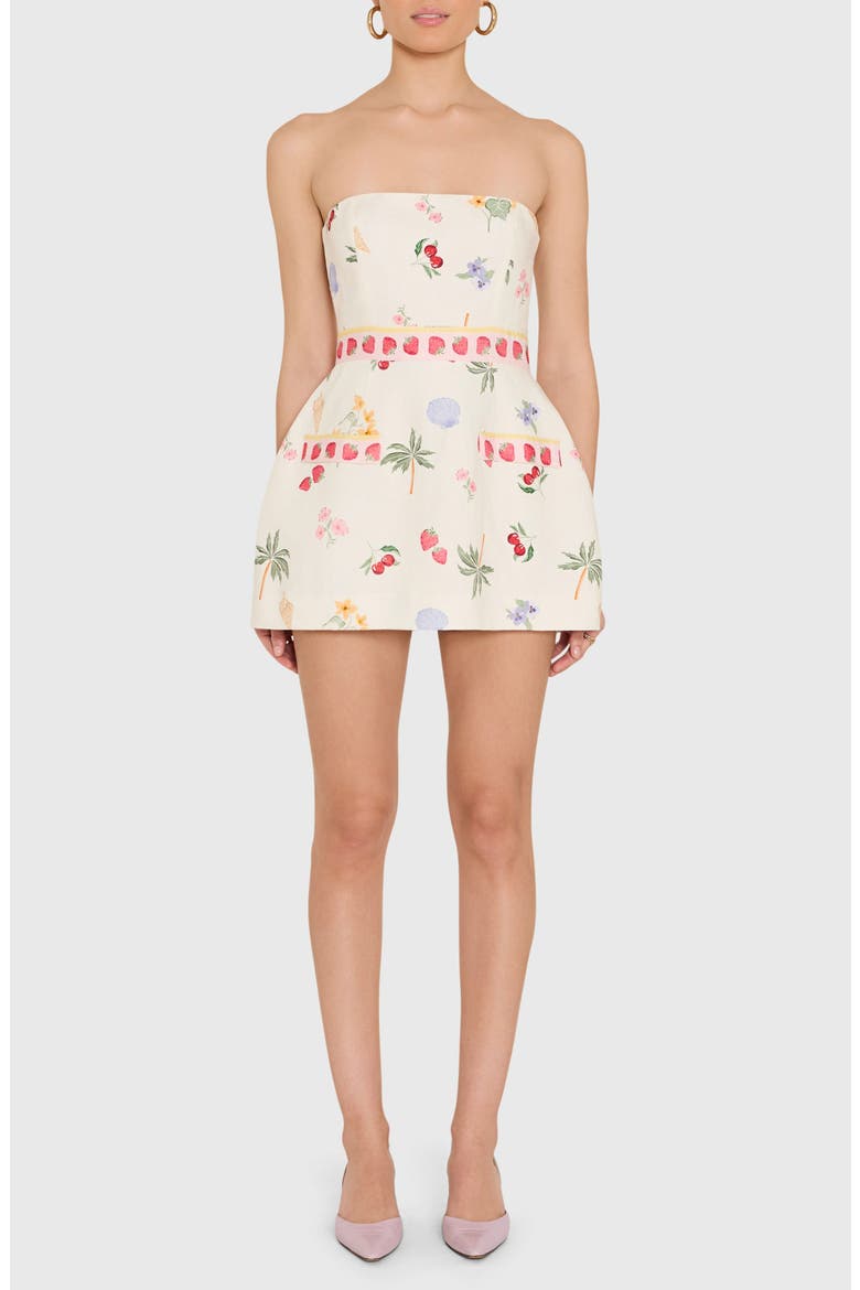 Bethany Strapless Linen Blend Romper, Main, color, BOARDWALK PRINT