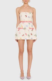 Amanda Uprichard Bethany Strapless Linen Blend Romper