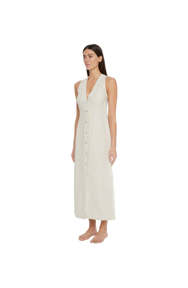 Onia Air Linen Button Down Maxi, Alternate, color, Jute/White