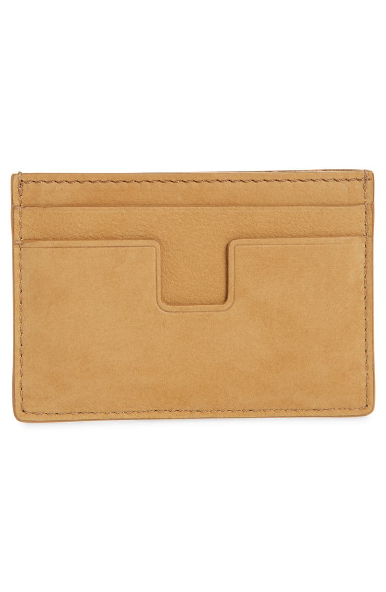 TOM FORD T-Line Nubuck Card Case, Alternate, color, Caramel
