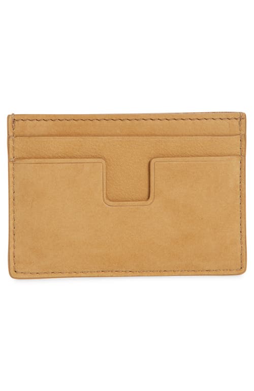 Tom Ford T-line Nubuck Card Case In Caramel