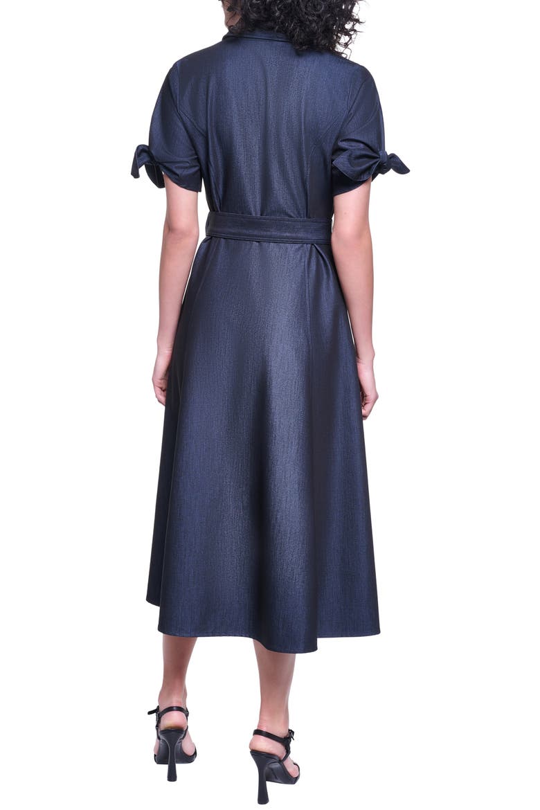 Belted Short Sleeve Midi Shirtdress, Alternate, color, INDIGO
