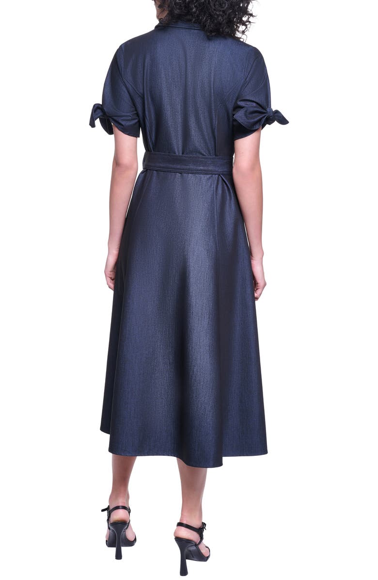 KARL LAGERFELD Belted Short Sleeve Midi Shirtdress, Alternate, color, Indigo