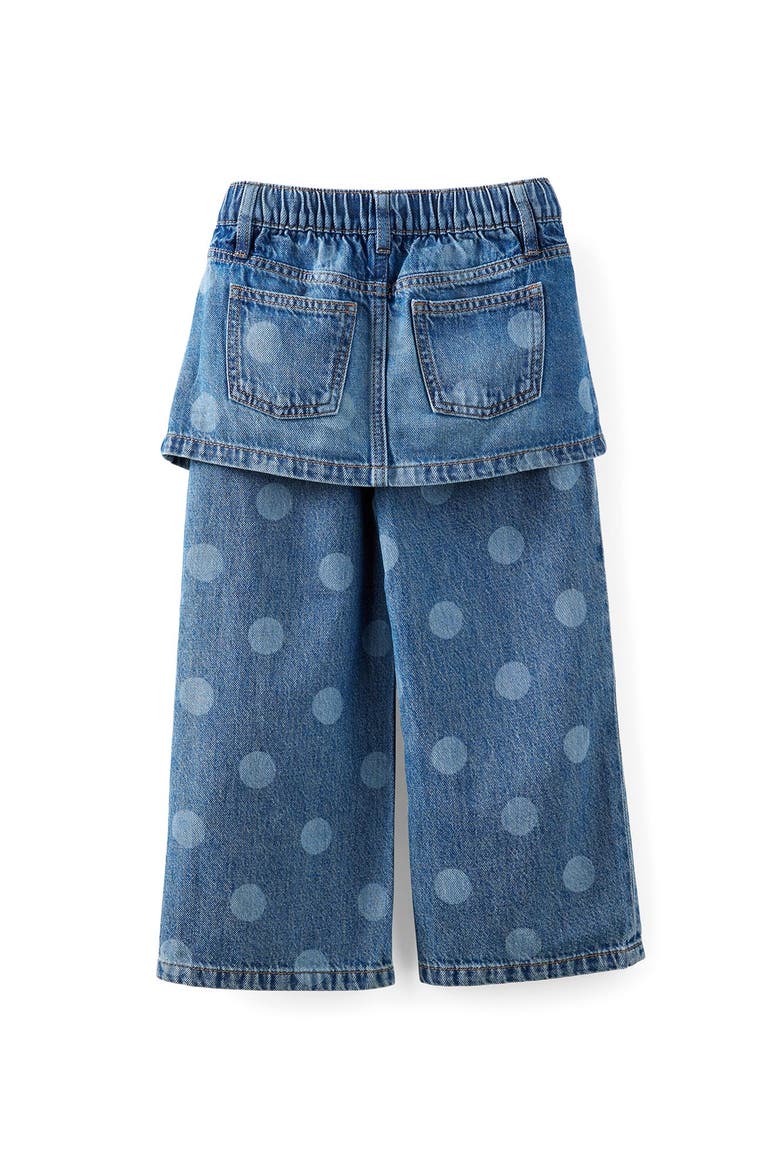 Kid's Super Wide Leg Skirt Denim Jean, Alternate, color, Blue Haven Mid Blue Spots
