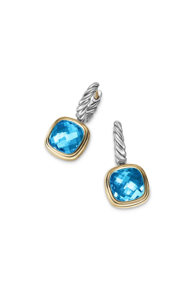 Albion® Drop Earrings in Sterling Silver with 18K Yellow Gold & Blue Topaz, 10mm, Alternate, color, BLUE TOPAZ