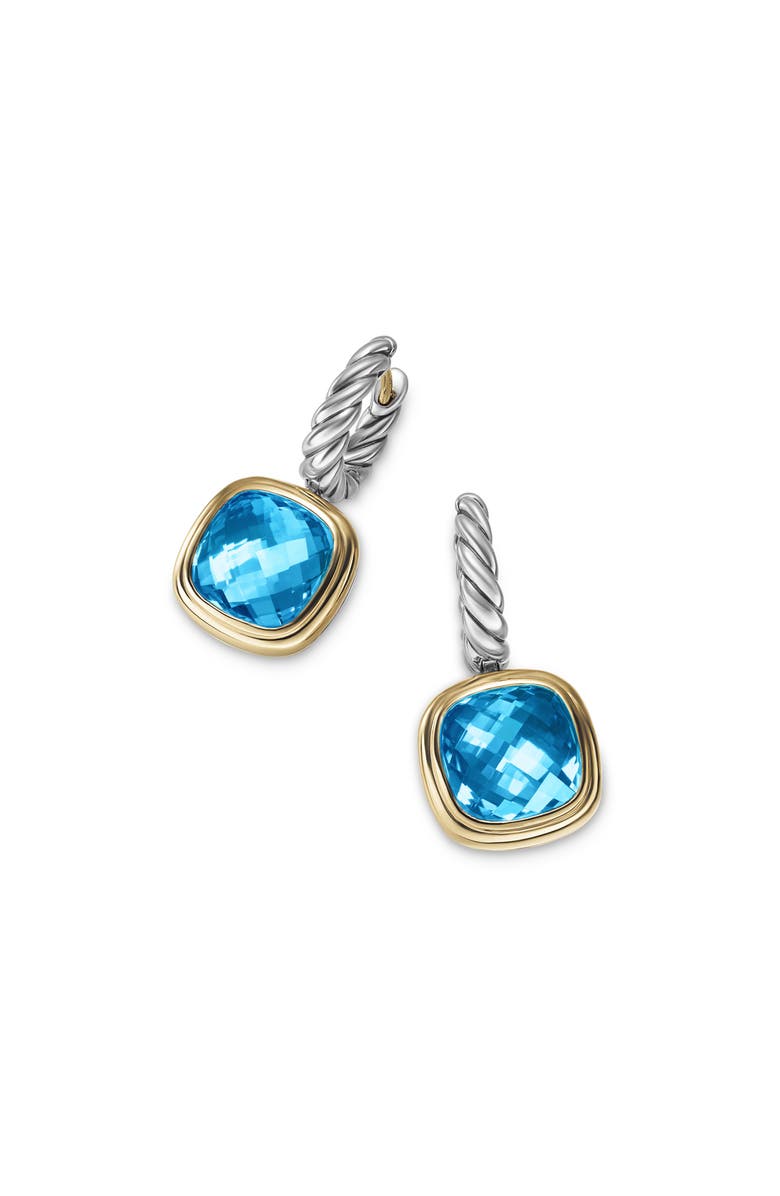 David Yurman Albion<sup>®</sup> Drop Earrings in Sterling Silver with 18K Yellow Gold & Blue Topaz, 10mm, Alternate, color, Blue Topaz