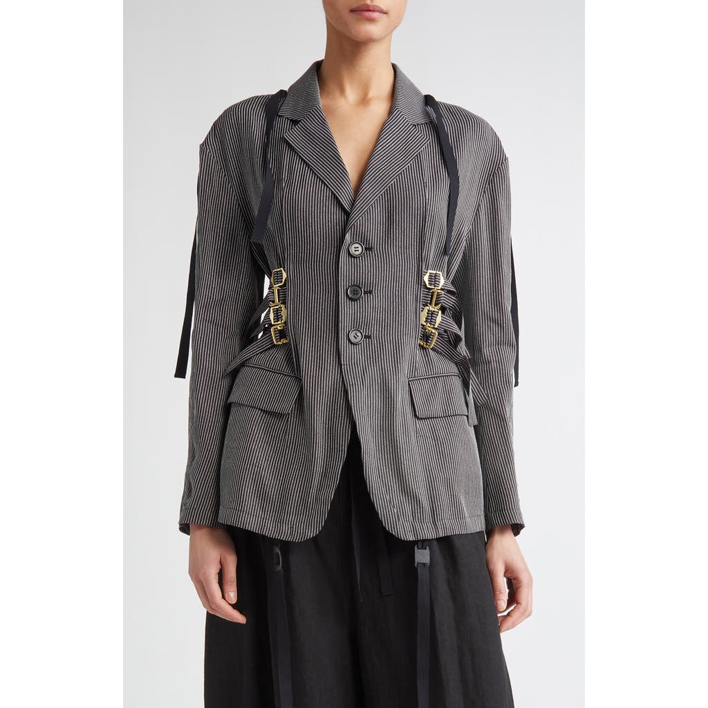 Undercover Seersucker Blazer In Black Stripe