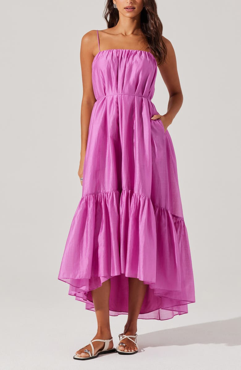 ASTR the Label Elisha Ruffle High-Low Organza Dress, Alternate, color,