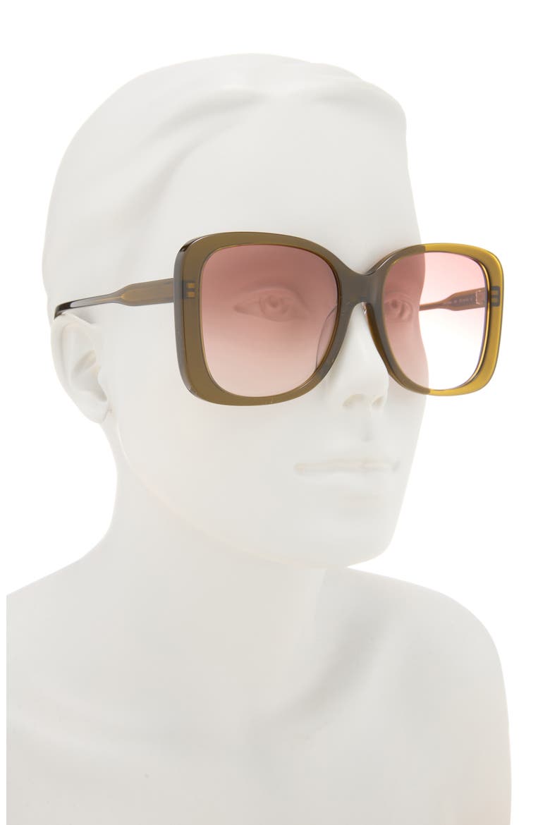 57mm Core Square Gradient Sunglasses, Alternate, color, GREEN GREEN ORANGE
