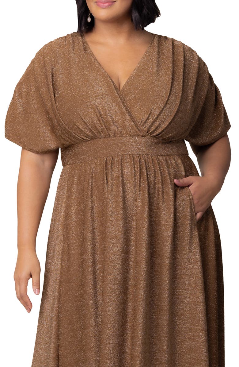 Kiyonna Geneva Metallic Gown, Alternate, color, Mocha Sparkle