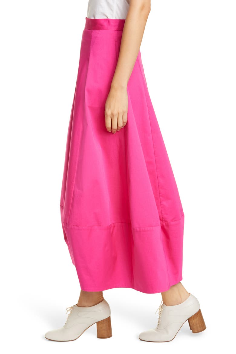 Bubble Poplin Midi Skirt, Alternate, color, CERISE