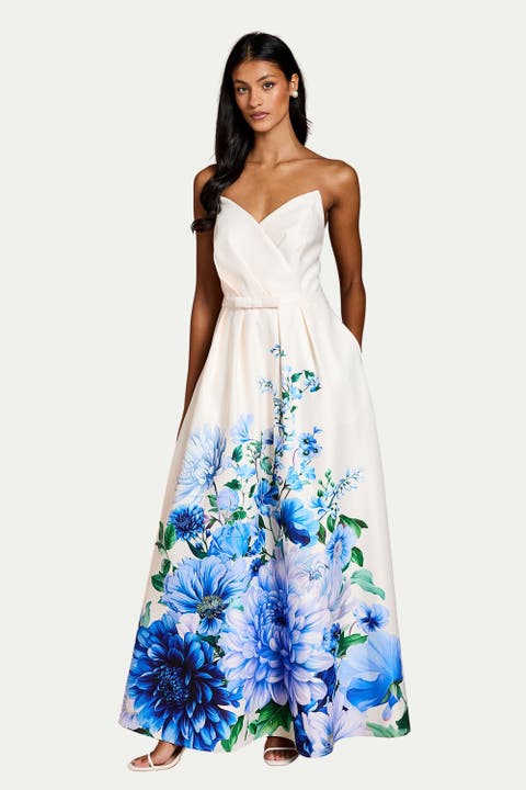 Petite Bandeau Print Maxi Dress