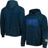 THE WILD COLLECTIVE Unisex The Wild Collective Blue New York Knicks Tonal Acid Wash Pullover Hoodie