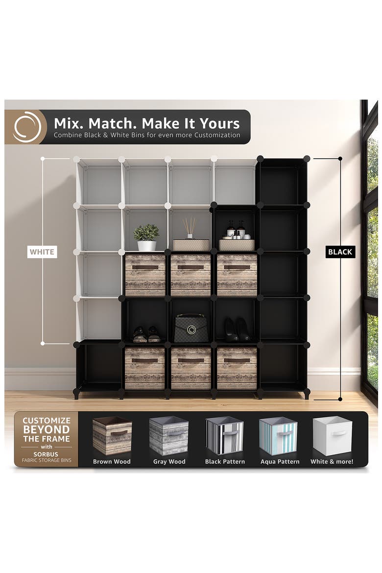 Four-Cube Storage Organizer, Alternate, color, BLACK