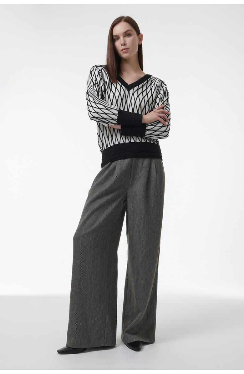 Leem Argyle Mesh Textured Knitted Sweater, Alternate, color, White