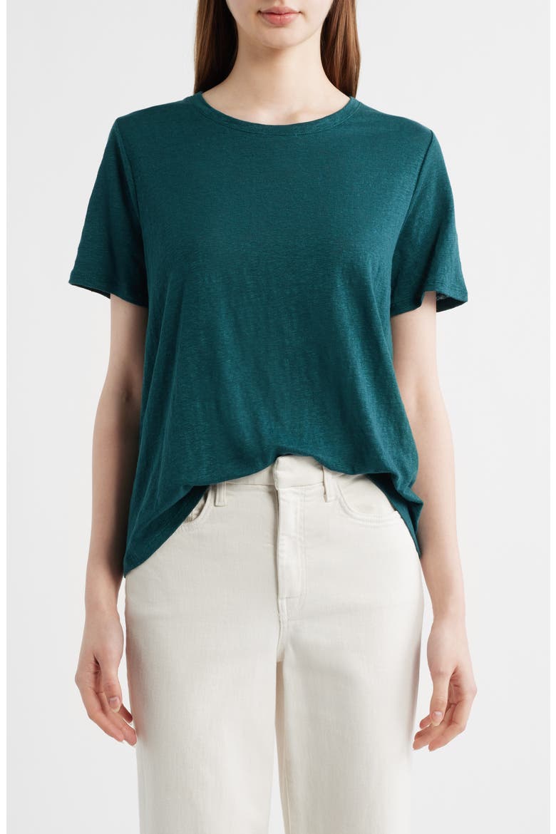 Organic Linen Crewneck T-Shirt, Main, color, KELP